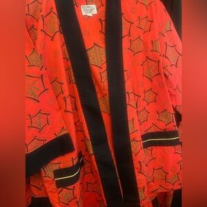 Pleetway Vintage Bold Red & Black Asian Designed (Size 13/14) Kimono Pajama Set